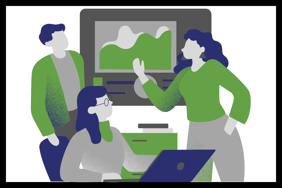 business owner reviewing financial dashboard with survival metrics